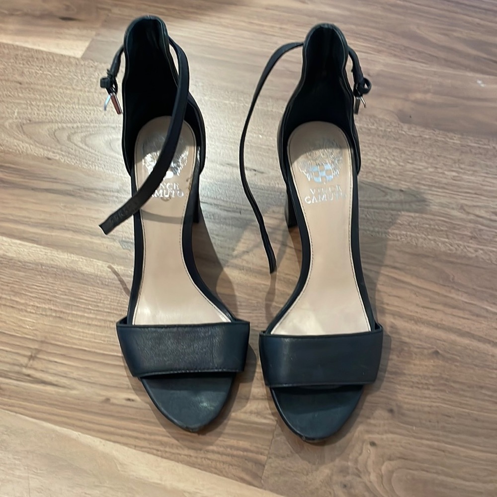 Black Leather Block Heel